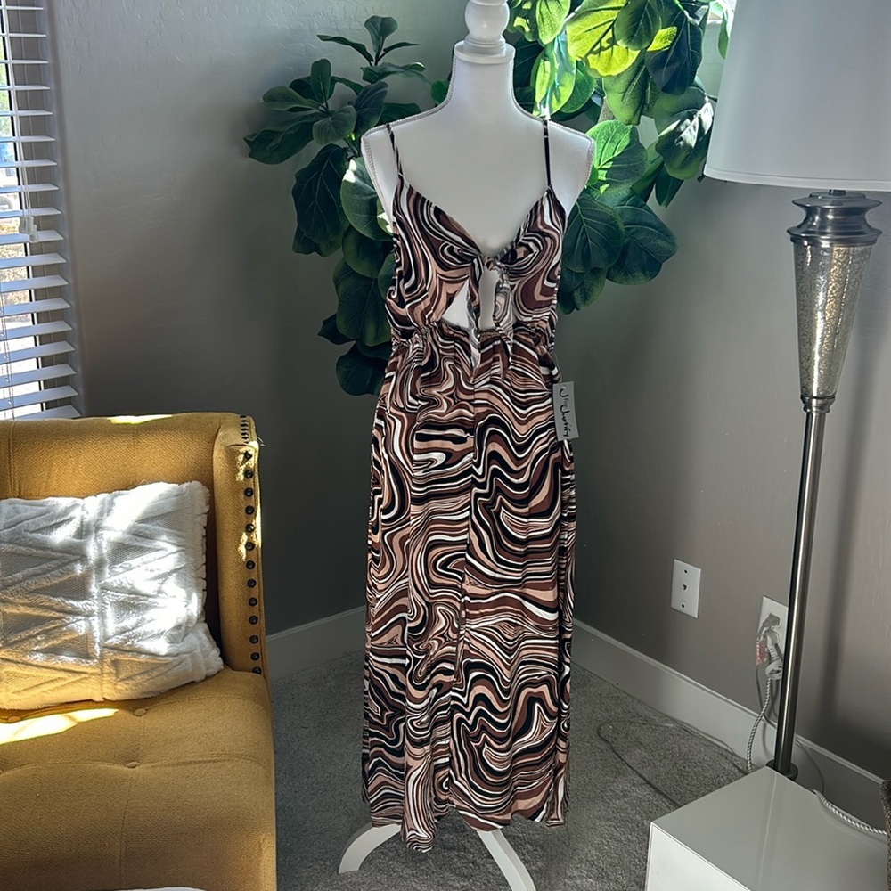 J for Justify Black and Brown Patterned Sun Dress